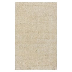 Contemporary Damask Arabesque Beige With Brown Silk Carpet "Fiorato"