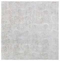 Contemporary Damask Gray With Taupe Silk Rug "Fernlight" by Doris Leslie Blau