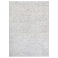 Contemporary Damask Tonal Arabesque Gray With Taupe Silk Carpet "Hush"