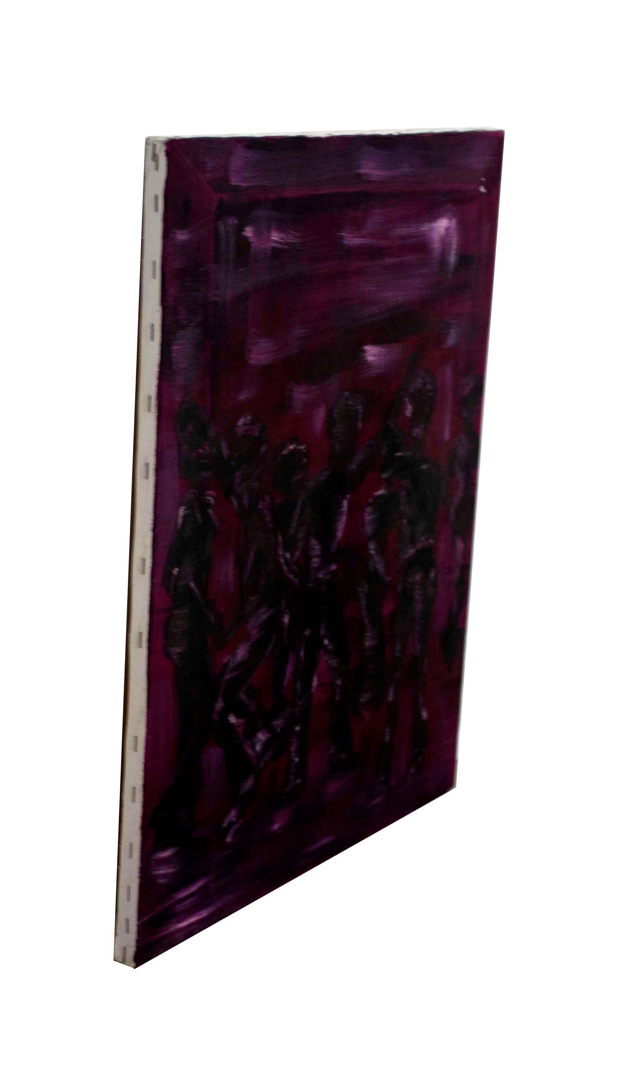 For your consideration is an energetic contemporary acrylic painting on canvas depicting dancing figures in purple. 

This painting was acquired from a curator and gallery owner from Los Angeles with a collection of artworks ranging from Barry