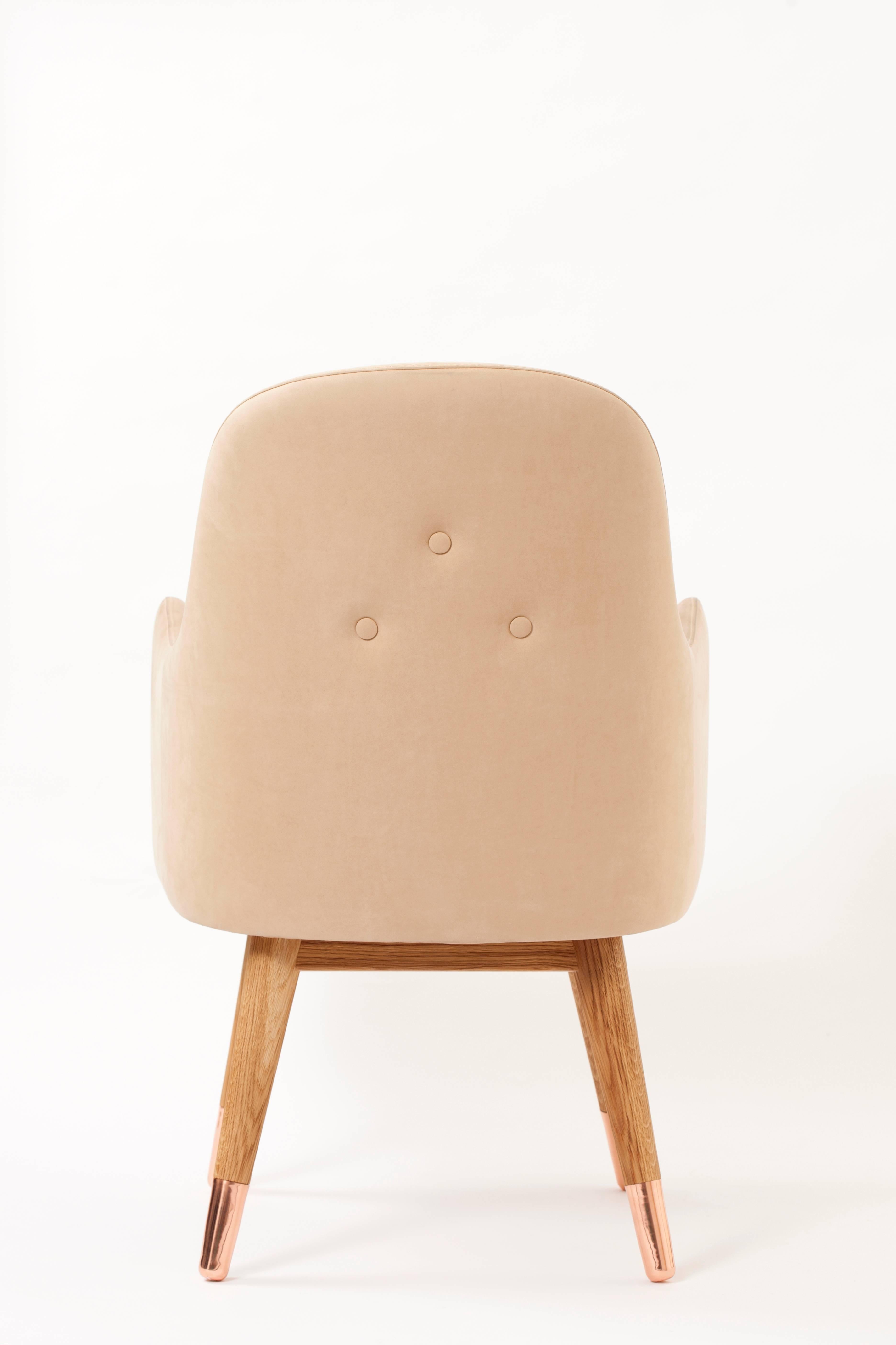 Contemporary Dandy Chair with Beige Suede Leather, Walnut and Brass 2