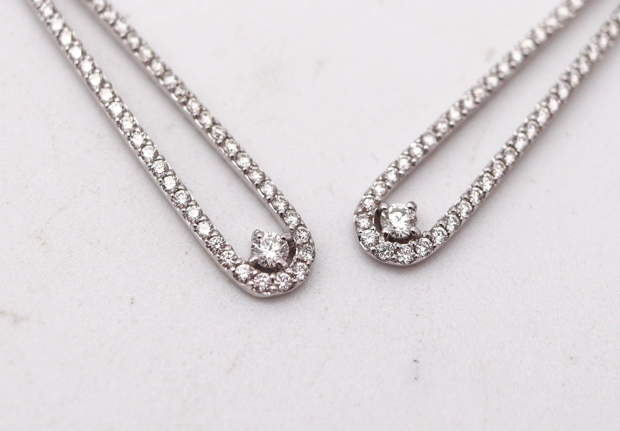 Art Déco Orecchini a goccia CONTEMPORANEI in oro bianco 18Kt con diamanti VS in vendita