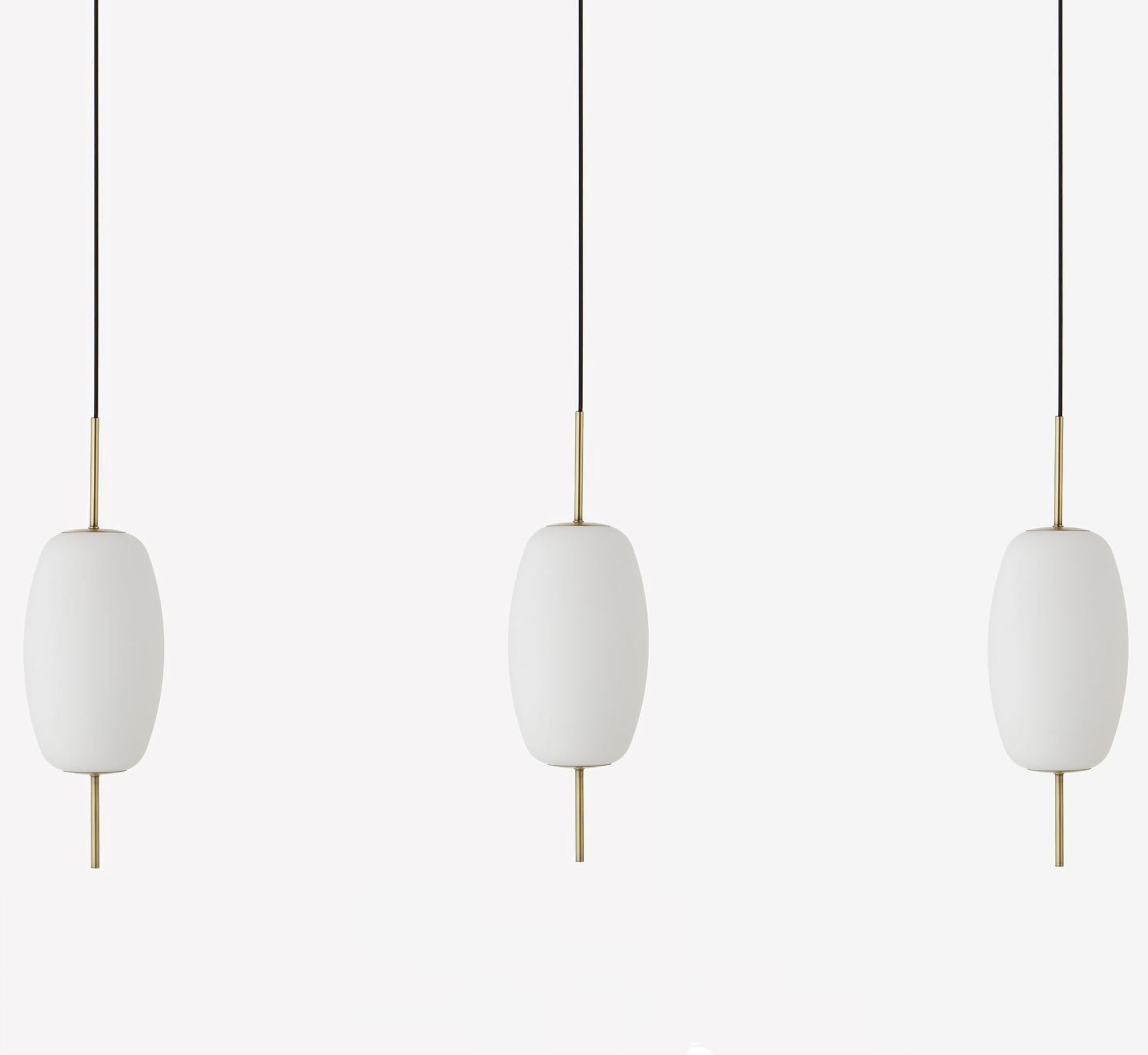 Contemporary Danish Design Satin Glass Brass Light Pendant, Denmark For Sale 1