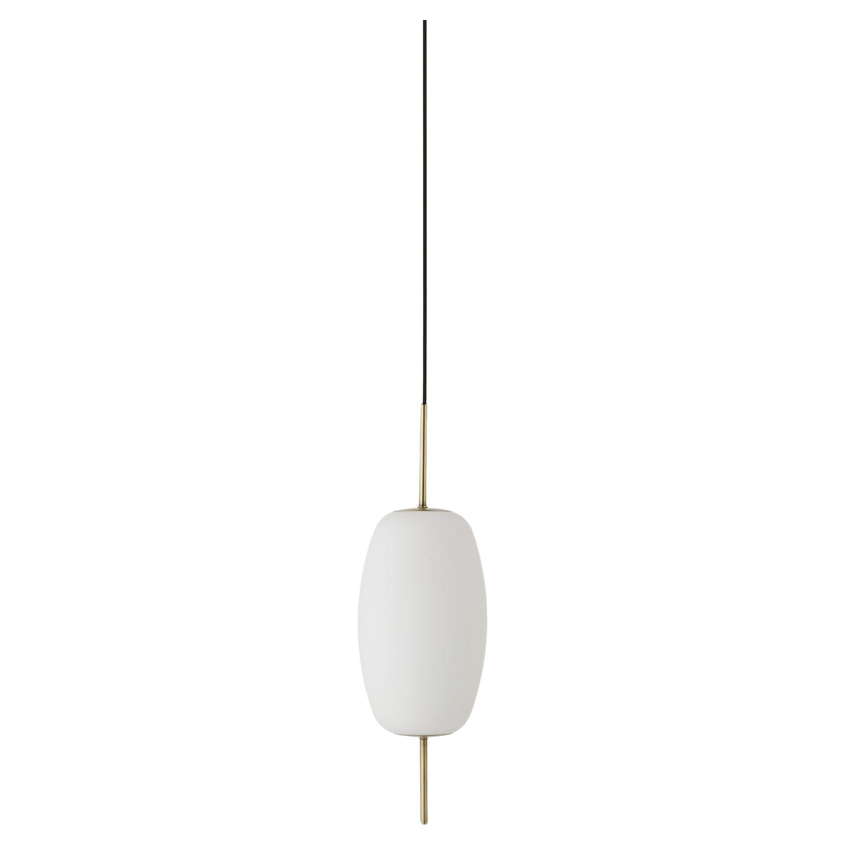 Contemporary Danish Design Satin Glass Brass Light Pendant, Denmark