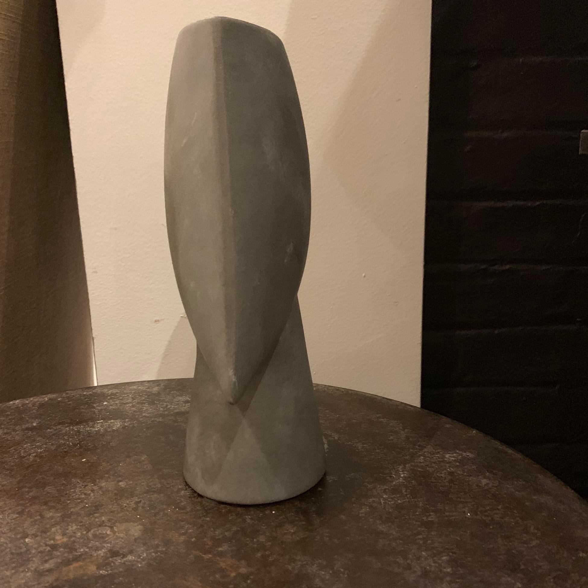 Contemporary Danish design large square shaped vase on cylinder base
Matte grey glaze
One of a collection of many shapes and sizes.