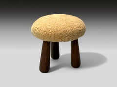 Contemporary, Danish Modern, Honey Sheepskin, Maple, Shearling Stool, 21st c.