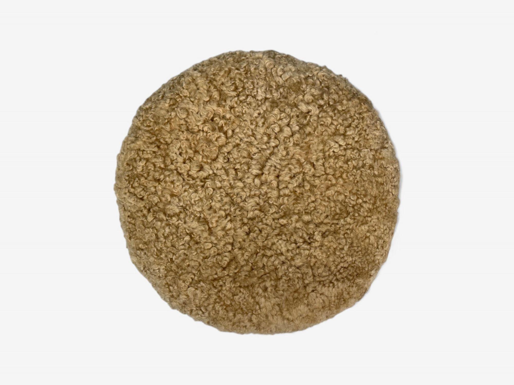 Contemporary, Danish Modern Style, Honey Sheepskin, Maple, Footstools, 21st C. In Good Condition In Manhasset, NY