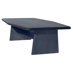 Contemporary Dark Blue Oblique Coffee Table in Maple by JUNTOS