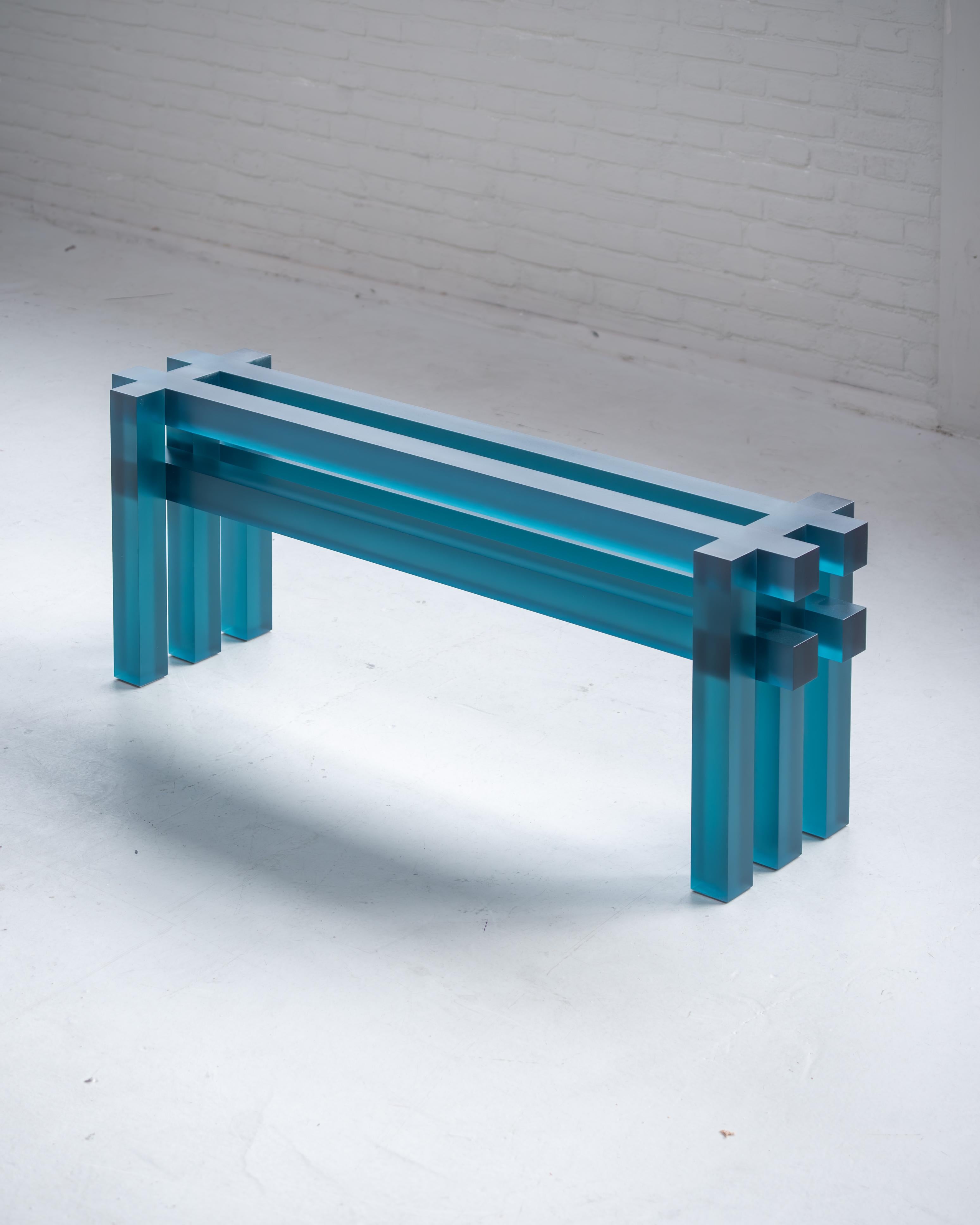 Dutch Contemporary Dark blue Resin Traculid Bench by Laurids Gallée For Sale