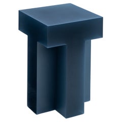 Contemporary Dark blue resin Tralucid I/O side table by Laurids Gallée