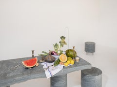 Tavolo da pranzo contemporaneo in marmo grigio scuro "Concept Kitchen" di Sam Chermayeff