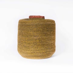 Contemporary Dark Mustard Slim Drum Basket - Water Hyacinth