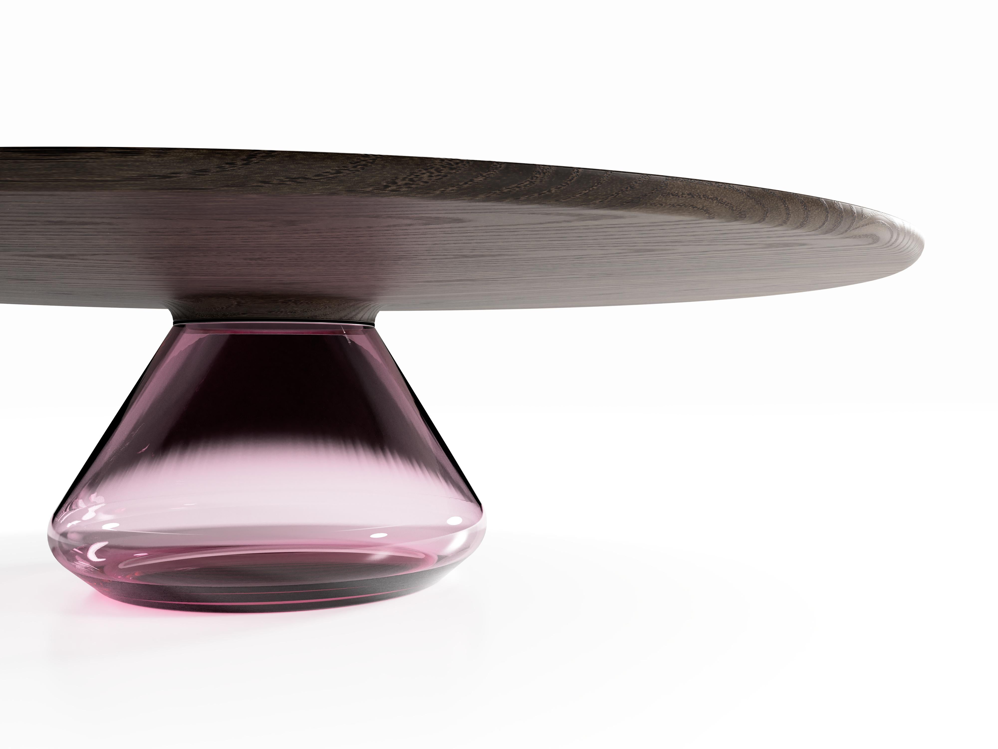 pink glass coffee table