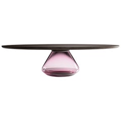 "Pink Lady Eclipse" Contemporary Coffee Table Dark Oak Glass by Grzegorz Majka