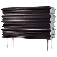 Contemporary Darkened Wood Molding Credenza by Luis Pons