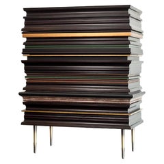 Contemporary Darkened Wood with Gold and Green Moldings Dresser by Luis Pons
