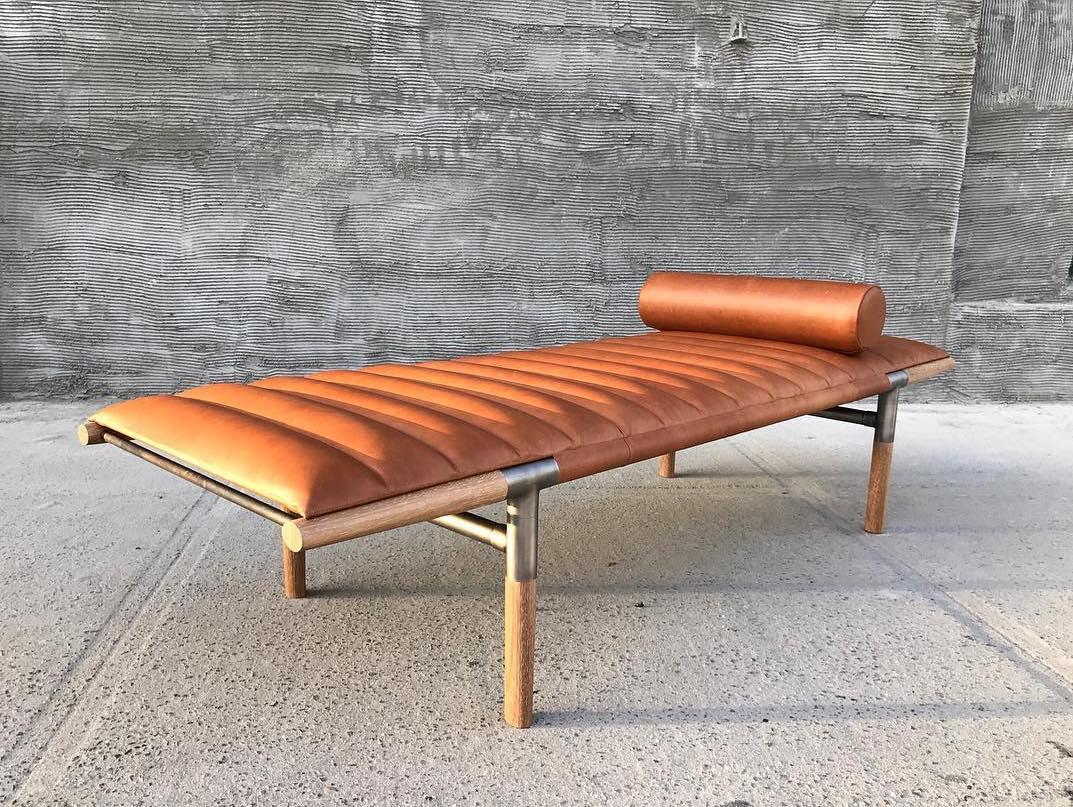 Not so general gallery in Los Angeles is proud to present the EÆ daybed by Brooklyn-based Erickson aesthetics in cerused iroko, cognac leather and nickel.

The EÆ daybed by Brooklyn-based design practice, Erickson aesthetics is crafted from