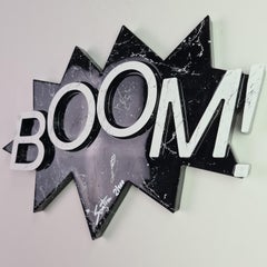 Decoro contemporaneo "Boom", marmo bianco e nero, numerato, fatto a mano in Italia