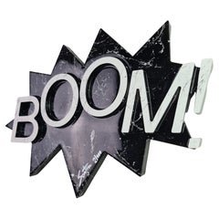 Contemporary Decor "Boom", Black & White Marble, Numbered, Handmade in Italy