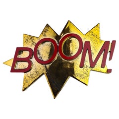 Contemporary Decor "BOOM", Gold & Red Marble, Numbered, Handmade in Italy