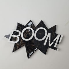 Contemporary Decor "BOOM", Gold & White Marble, Numbered, Handmade in Italy