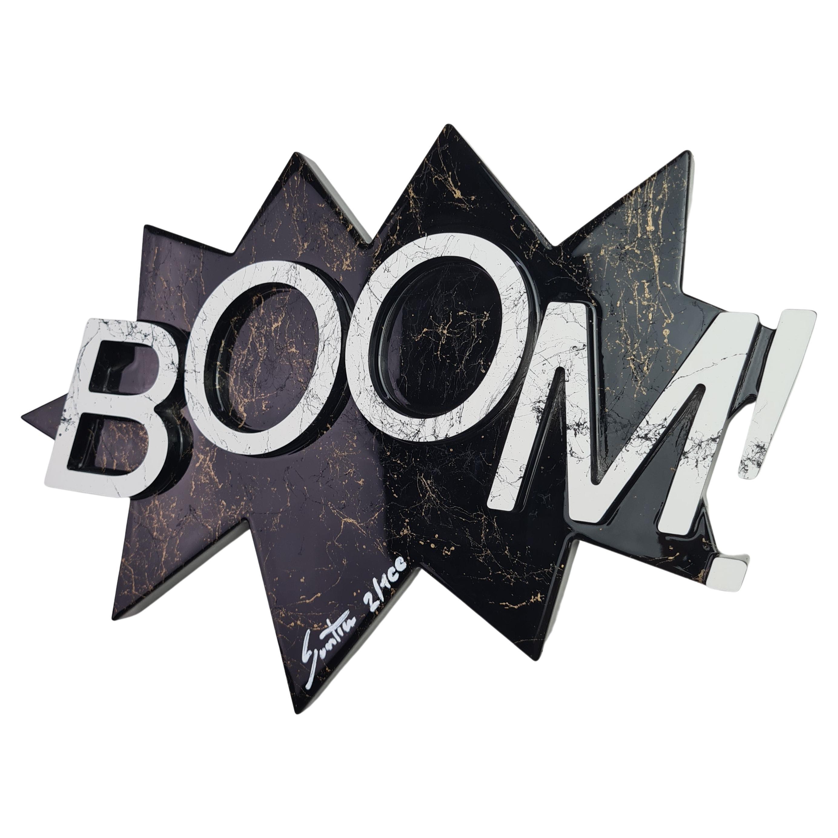 Contemporary Decor "BOOM", Gold & White Marble, Numbered, Handmade in Italy For Sale