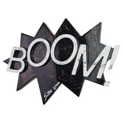 Contemporary Decor "BOOM", Gold & White Marble, Numbered, Handmade in Italy