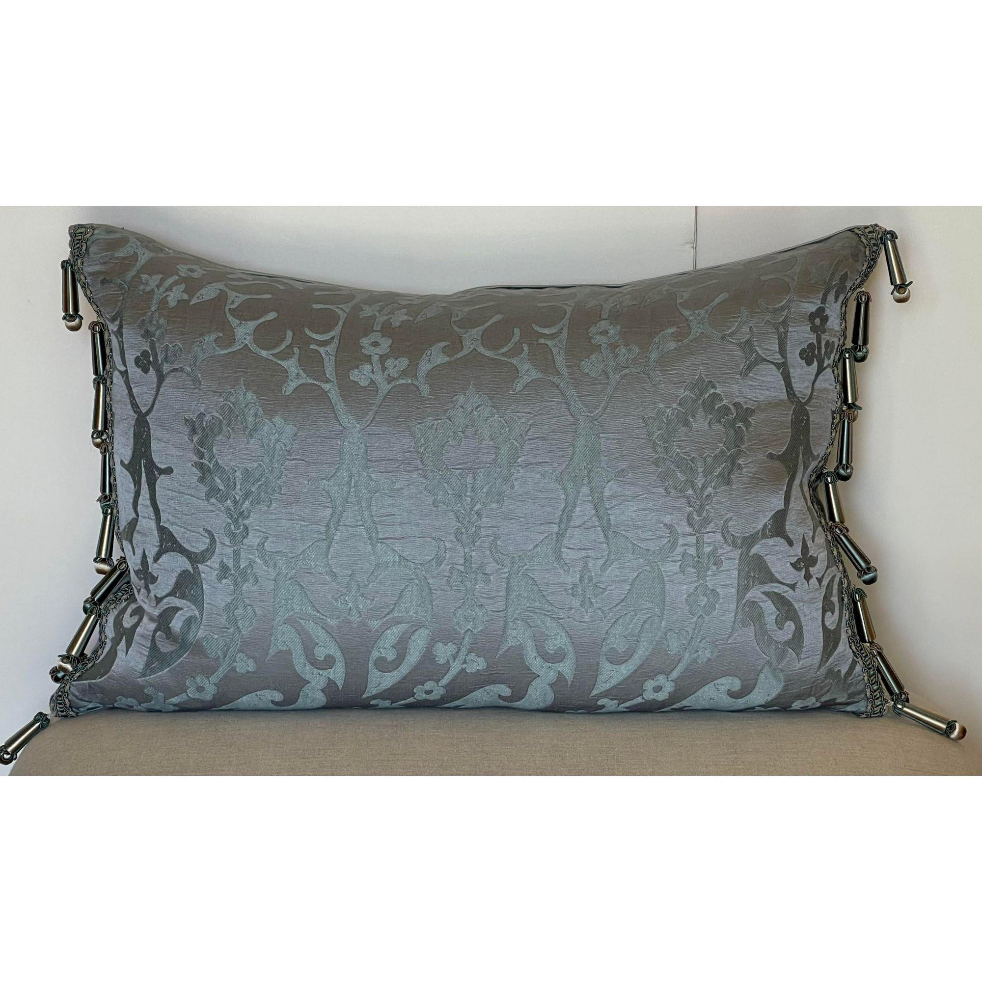 Decor De Paris down filled silk damask designer pillow
Priced Each

Additional information: 
Materials: Feather, Silk
Color: Blue
Brand: Randy Esada Designs for Prospr
Designer: Randy Esada Designs for Prospr
Period: 2020s
Styles: French,