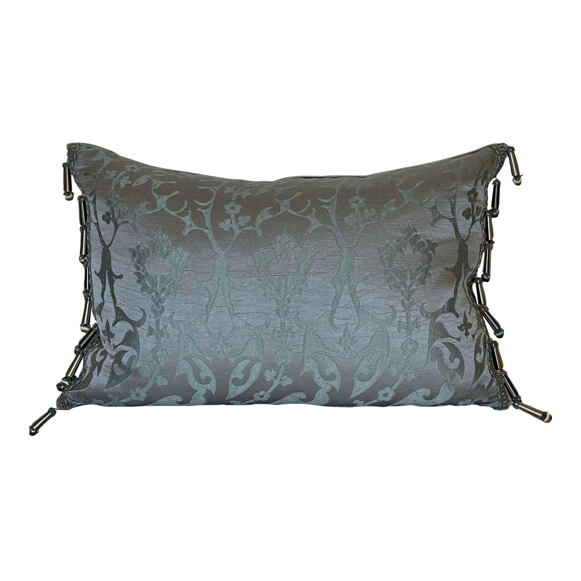 Contemporary Decor De Paris Down Filled Silk Damask Designer Pillow