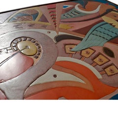 Abstract Art Wall Panel Polychrome Scagliola Bas-relief painting decoration