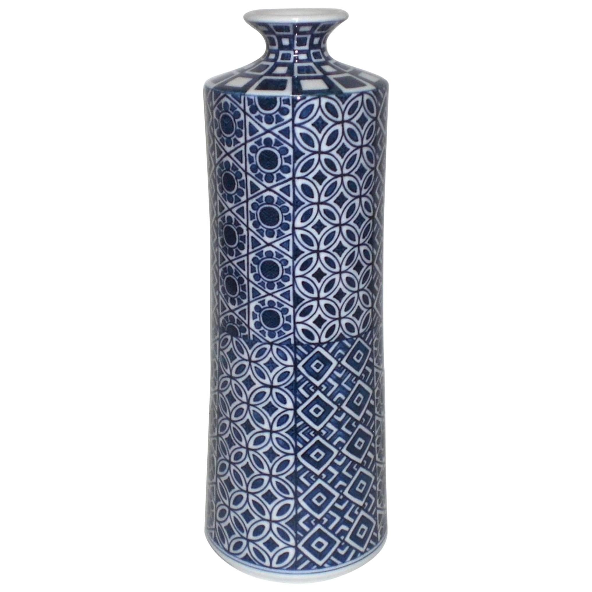 Contemporary Decorative Blue Porcelain Vase by Genki Kunihiko