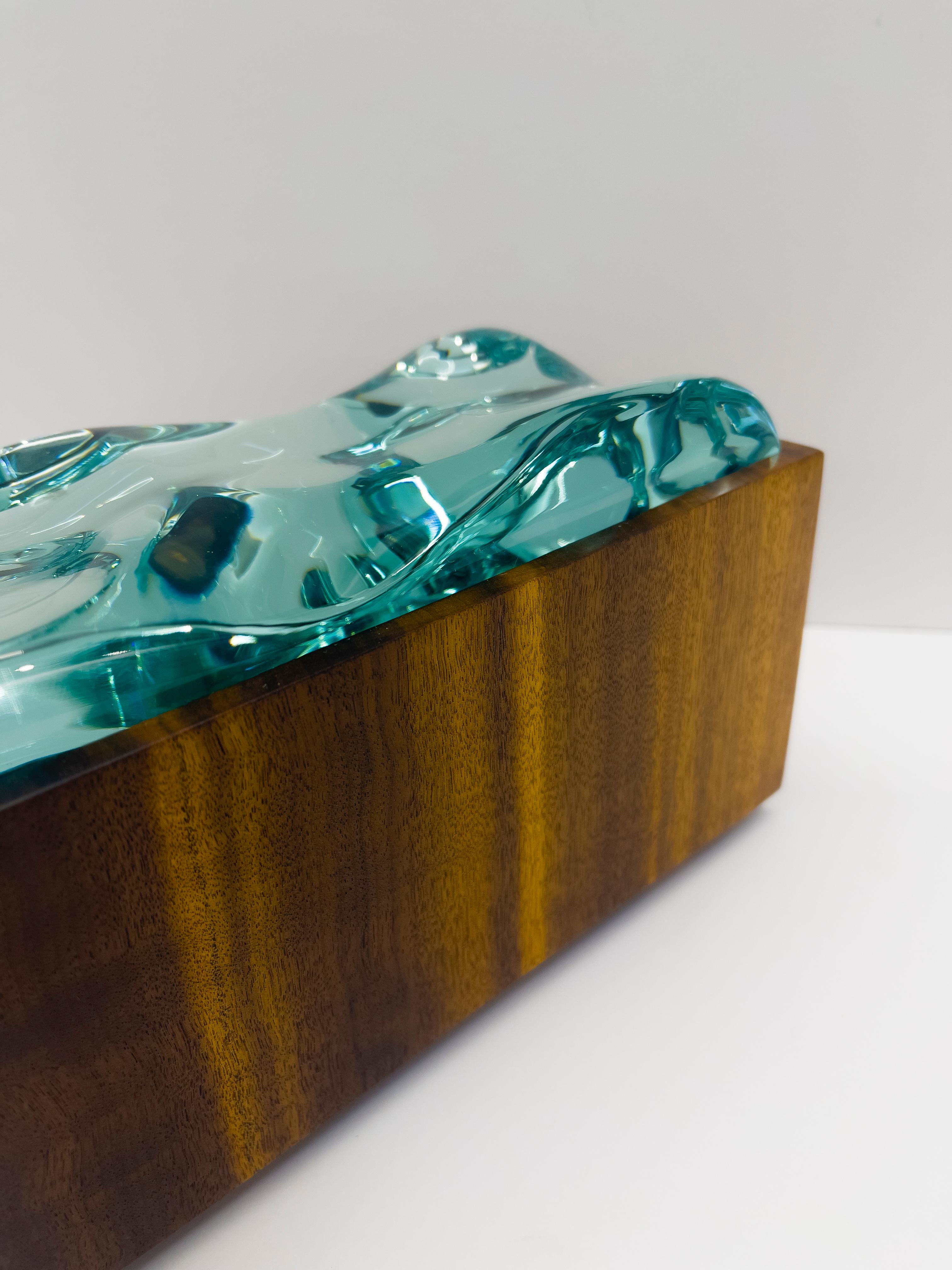 Glass Contemporary Decorative Box Handmade Crystal and Boise De Rose by Ghirò Studio For Sale