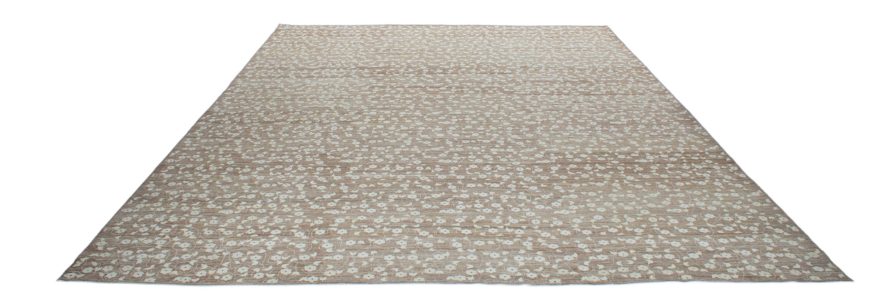 French Provincial Contemporary Decorative Handknotted Rug with a Floral Design