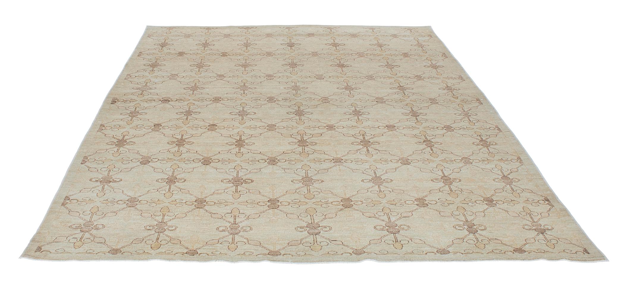Modern Contemporary Decorative Handknotted Rug with a Transitional Design For Sale