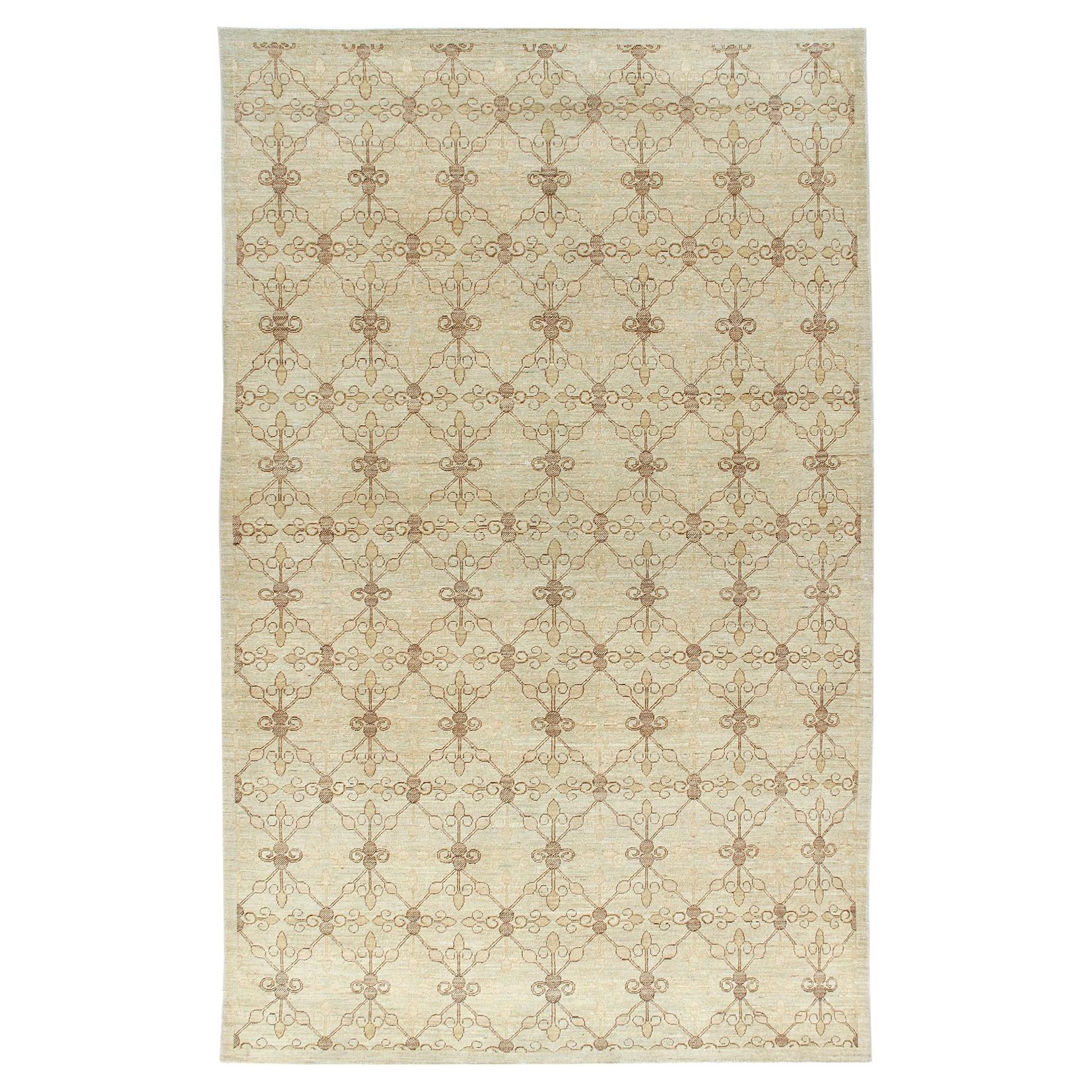 Contemporary Decorative Handknotted Rug with a Transitional Design