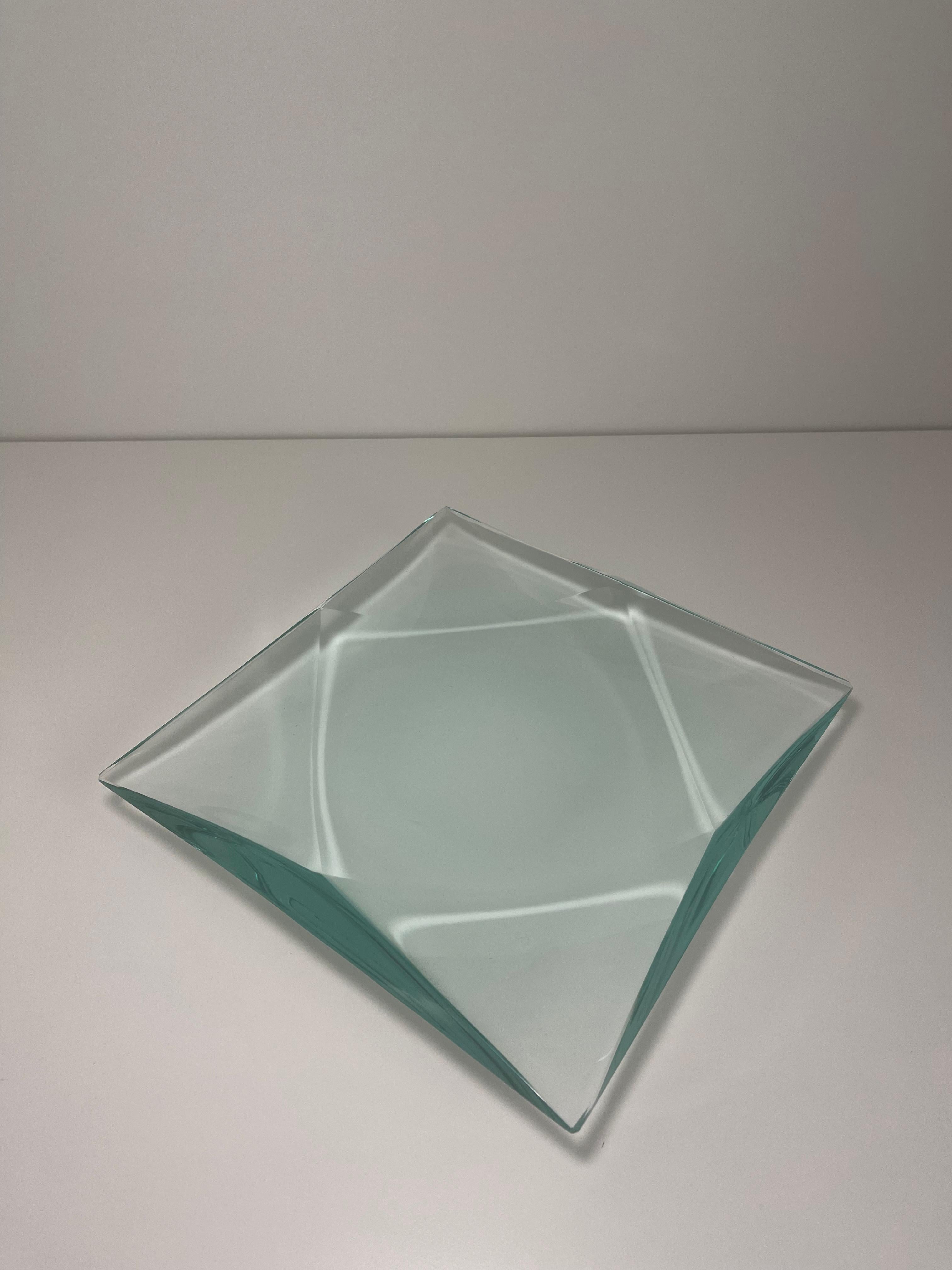Modern Contemporary Decorative Handmade Crystal Bowl by Ghiró Studio For Sale