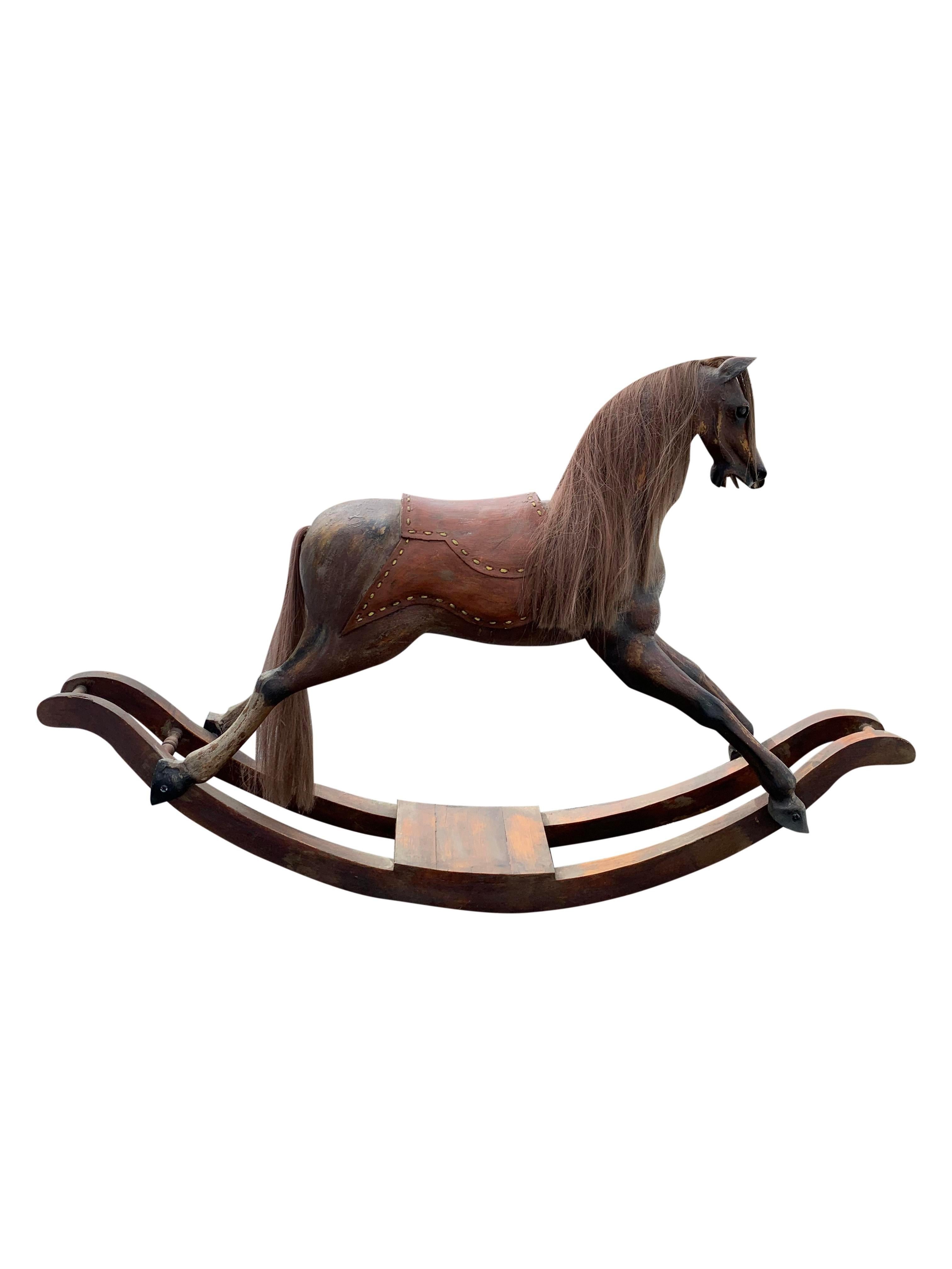 Wood Contemporary Decorative Large Horse Rocker