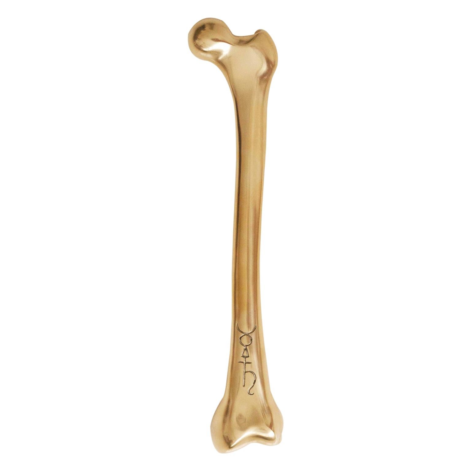"Femur" Contemporary Decorative Golden Object in Cast Brass by Estudio Orth For Sale