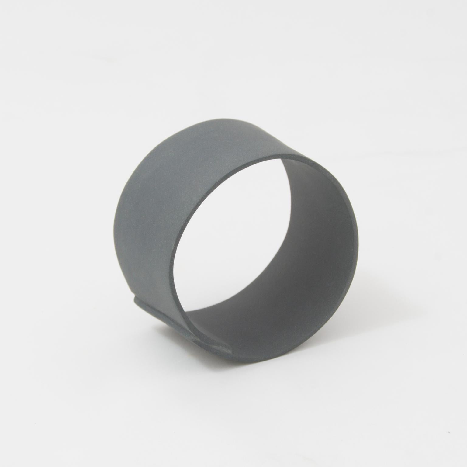 Minimalist Handmade Contemporary Decorative Object Matte Black Porcelain Ring For Sale