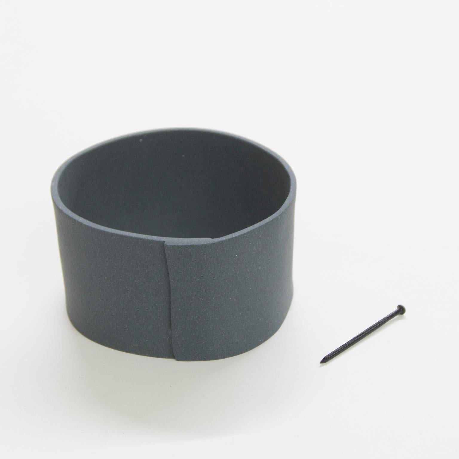 Mexican Handmade Contemporary Decorative Object Matte Black Porcelain Ring For Sale