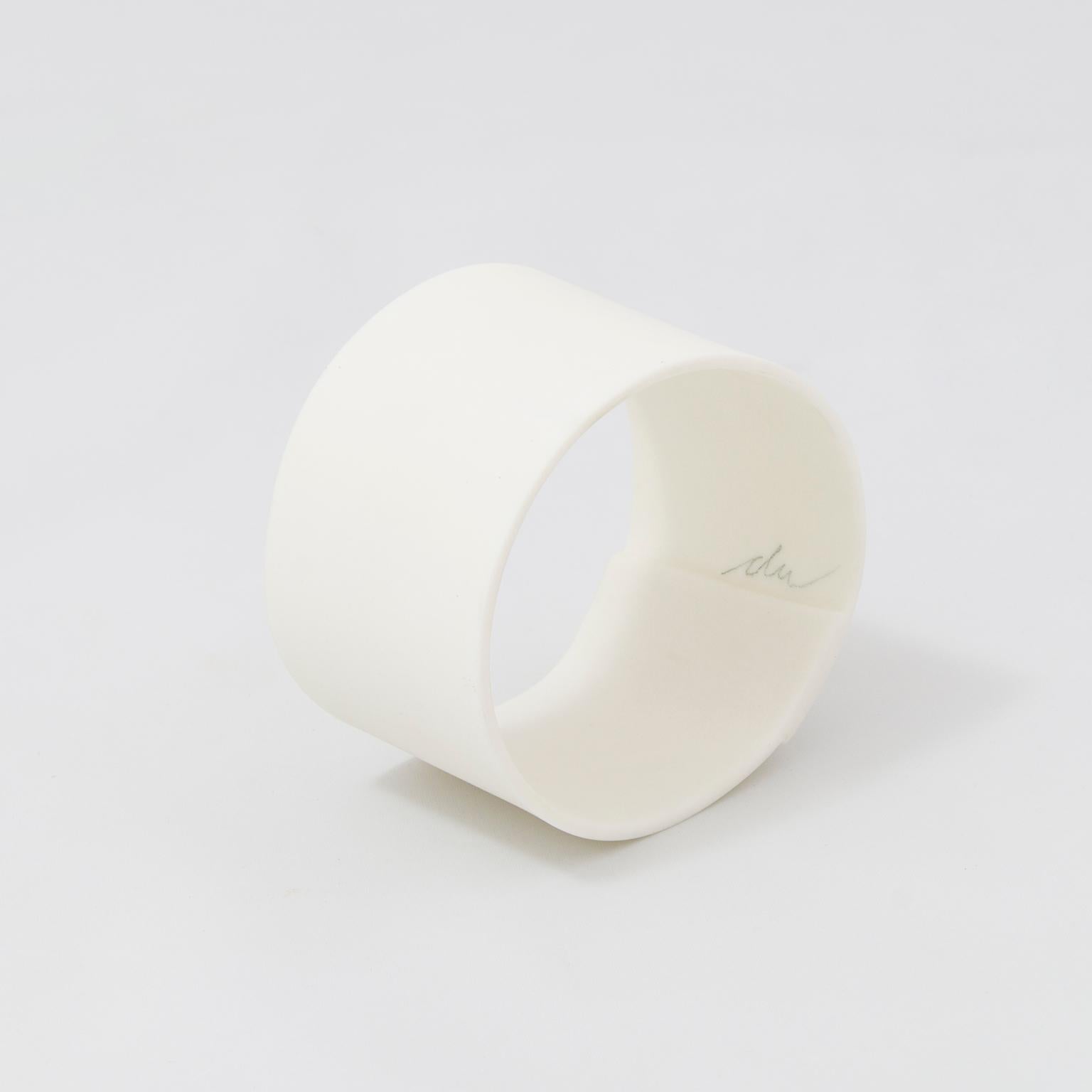 Minimalist Handmade Contemporary Decorative Object Matte White Porcelain Ring For Sale
