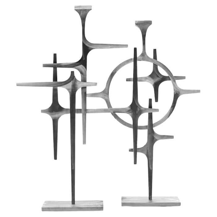 Contemporary Decorative Object, Golden Femur in Cast Brass For Sale at