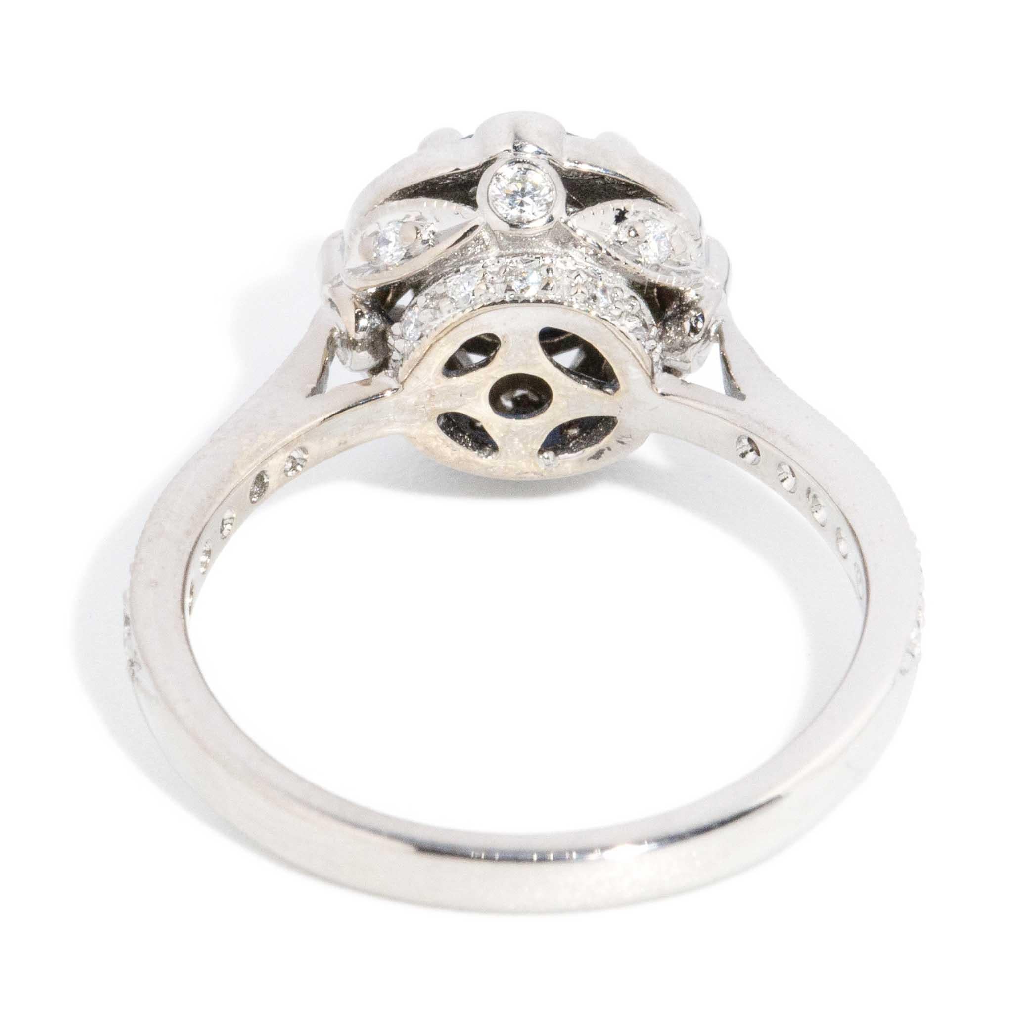 Contemporary Deep Blue Sapphire & Diamond Ring 14 Carat White Gold For Sale 6