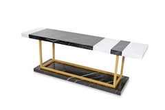 Contemporary Demeter Bench in Black and White Marble
