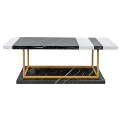 Contemporary Demeter Bench in Black and White Marble