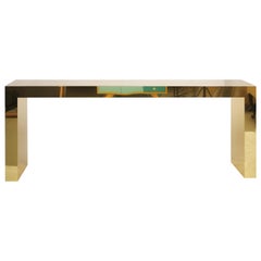 Contemporary Denwen Console Table in Solid Polished Brass