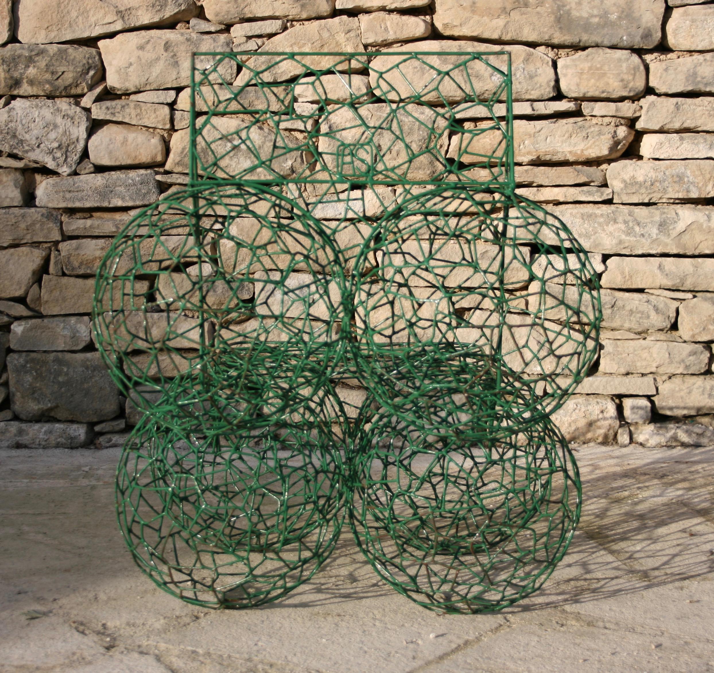 Welded Contemporary Design Anacletto Spazzapan Signed Green Low Chair Late 20th Century For Sale