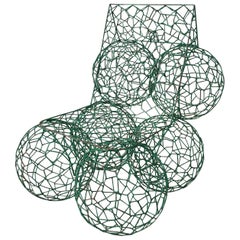 Contemporary Design Anacletto Spazzapan Signed Green Low Chair Late 20th Century
