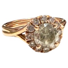 Contemporary Design Brilliant-Cut Diamond 18K Yellow Gold Ring 