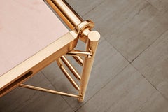 Contemporary Design Bronze and Marble Dining Table Seats Eight